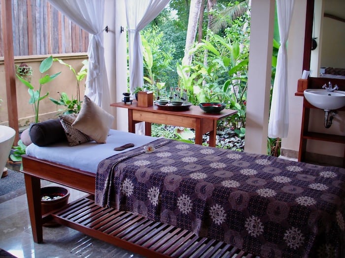 open air spa treatment room in ubud
