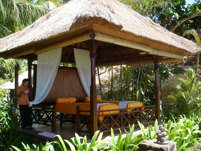 Balinese massage room near the beach at Nusa Dua