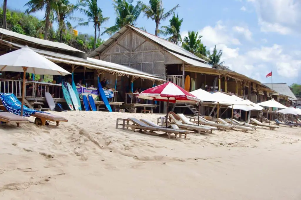 you can rent a surf board or a sun lounger at the beach