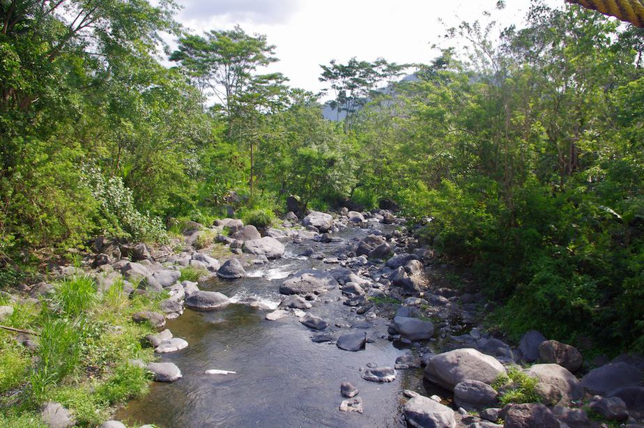 Telaga River flowing in sidemen valley bali