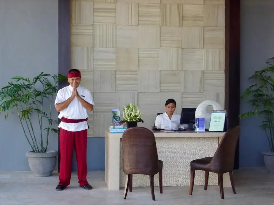 Balinese concierge at one of the villa complexes just outside Ubud