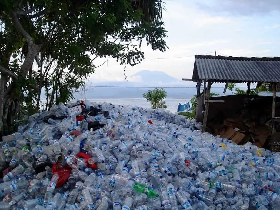 pile of plastic bottles on Nusa Lembongan