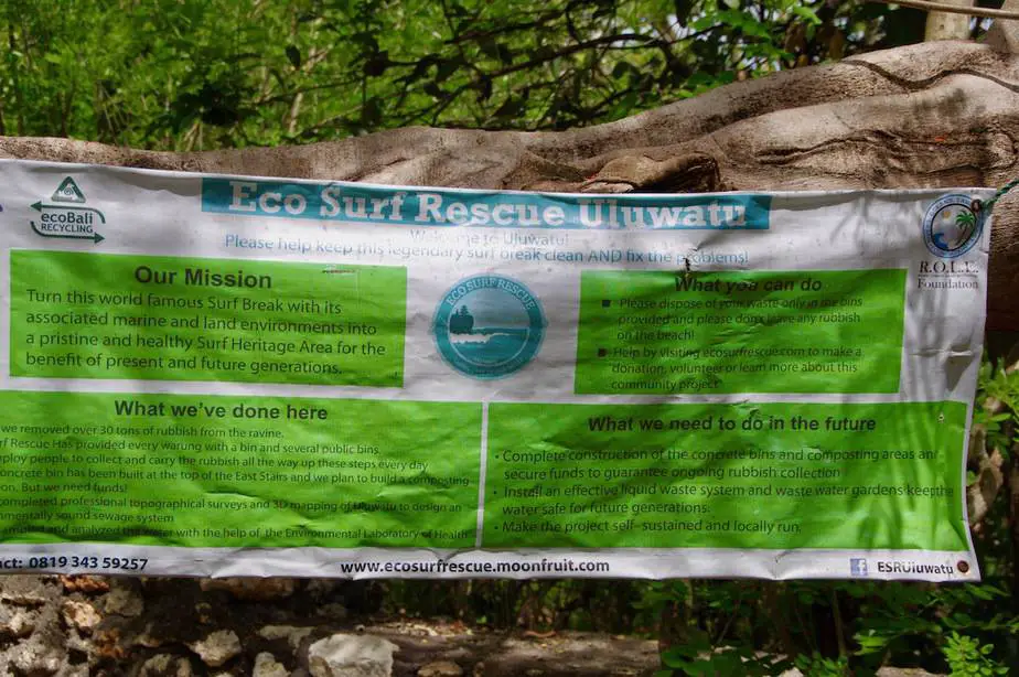 sign of Eco Surf Rescue in Uluwatu