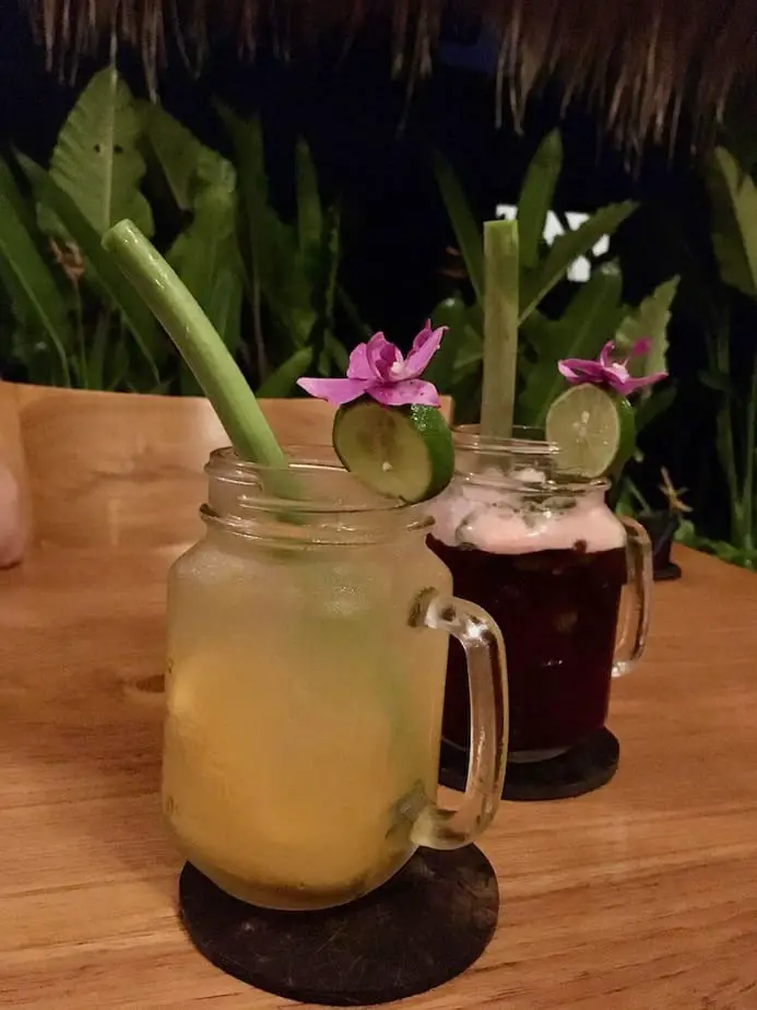 straws made from papaya stems in Bali