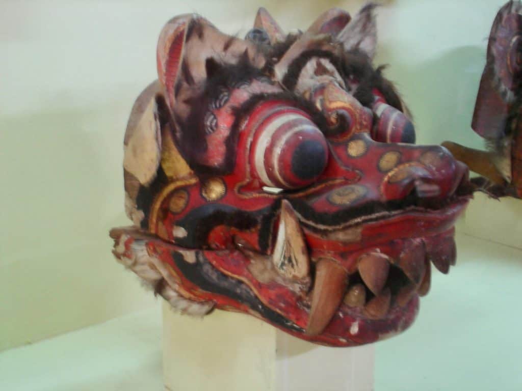 barong mask on display at the Bali art museum in Denpasar