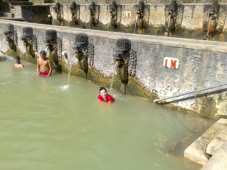 soaking in hot water at the Banjar Hot Springs