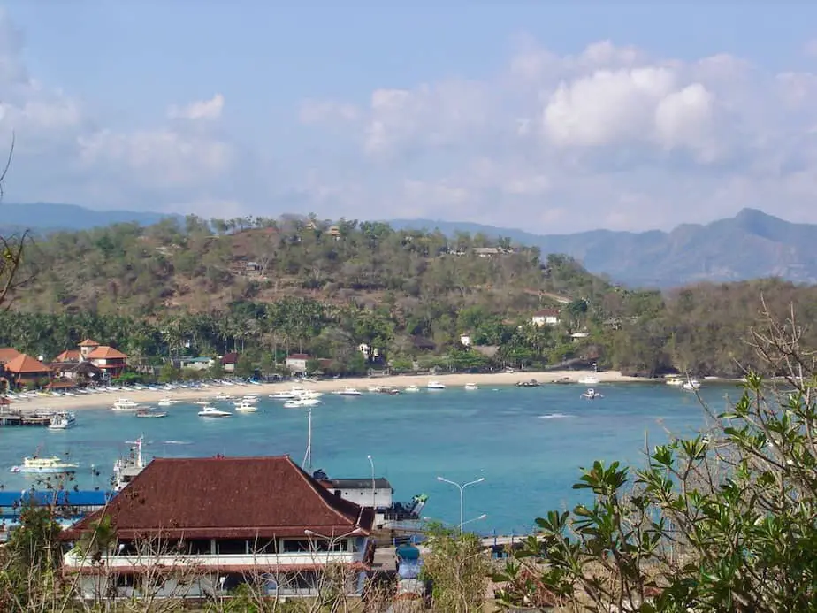 view on padangbai from behind the ferry terminal