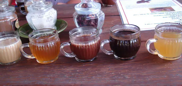 different types of tea on the way to Kintamani
