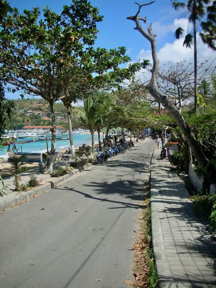 main road along the beach in Padangbai