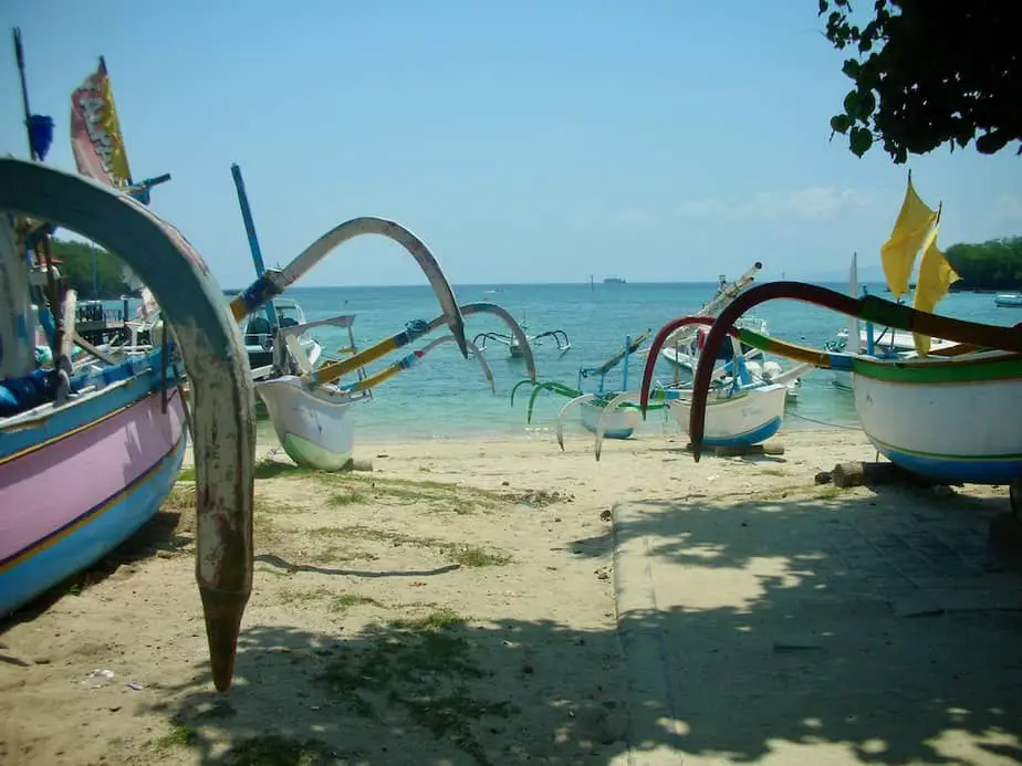 Balinese fishermen boats on the beach