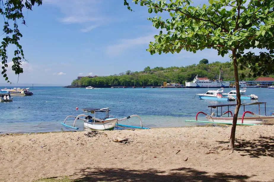 clear skies and blue seas at Padangbai