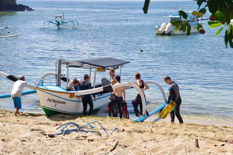 hopping on the boat for a diving trip in Padangbai