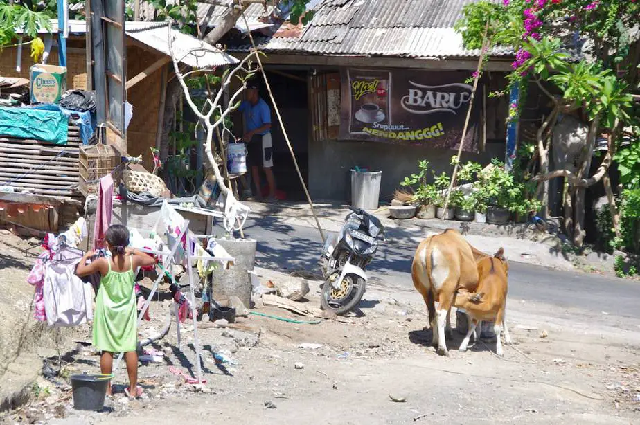 daily Balinese life on one of the side roads near Bias Tugel Beach