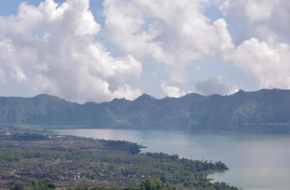 Lake Batur and the walls of the crater