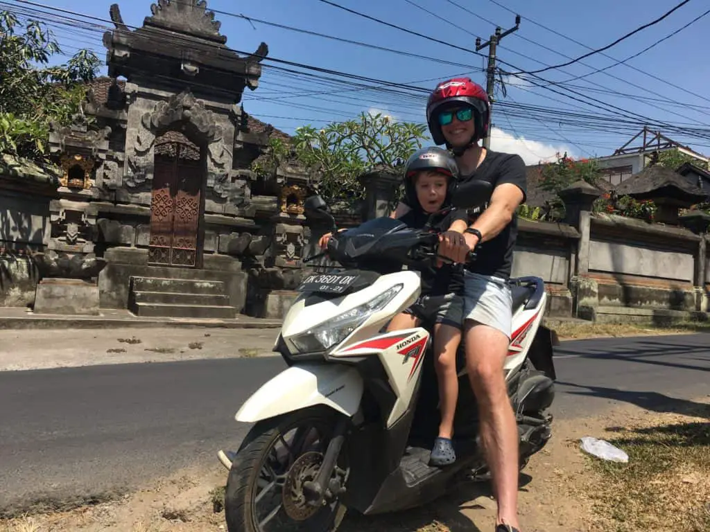 on a motor bike in ubud