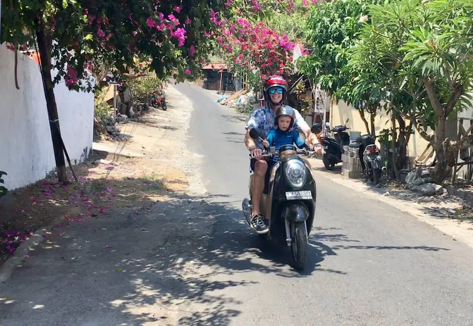 driving around Padangbai on a motor scooter