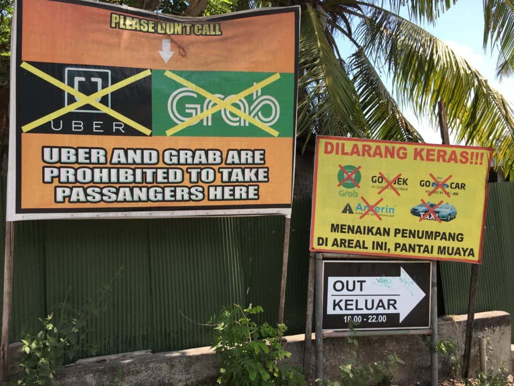 grab and go-car are prohibited in certain areas in Jimbaran