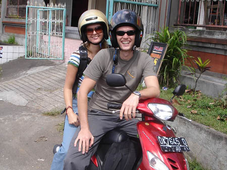 matt and sister on motorbike bali 
