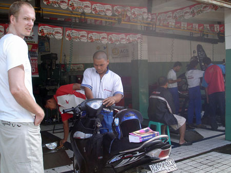 bali motor scooter check up at garage 