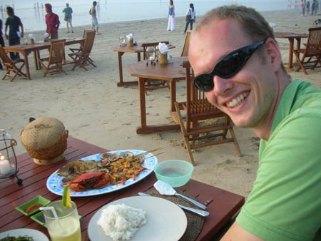 matthias verbaan at jimbaran beach seafood restaurant 