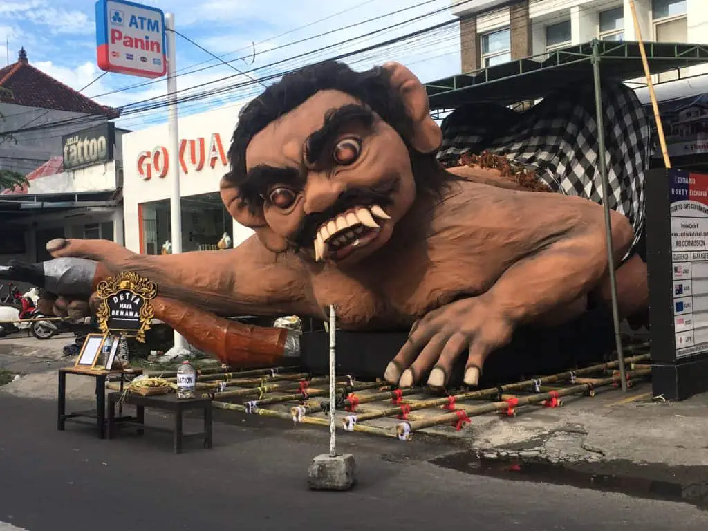 huge ogoh ogoh monster in bali for a ceremony which takes places just before nyepi day