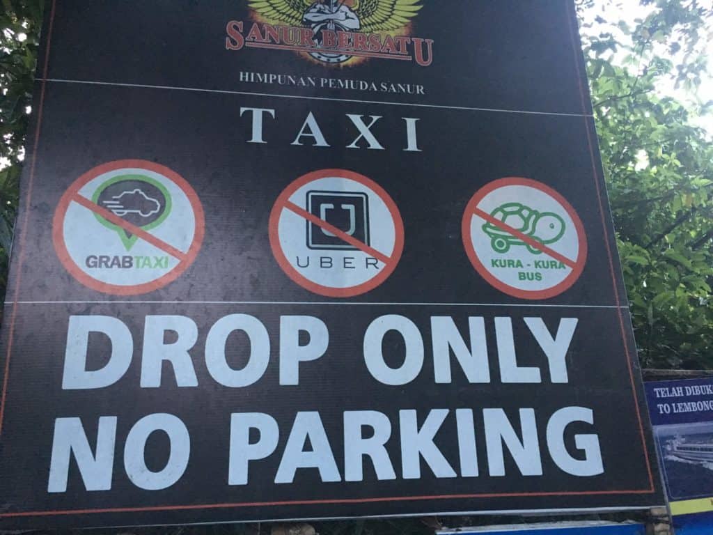 alternative taxi services are forbidden in certain areas in bali