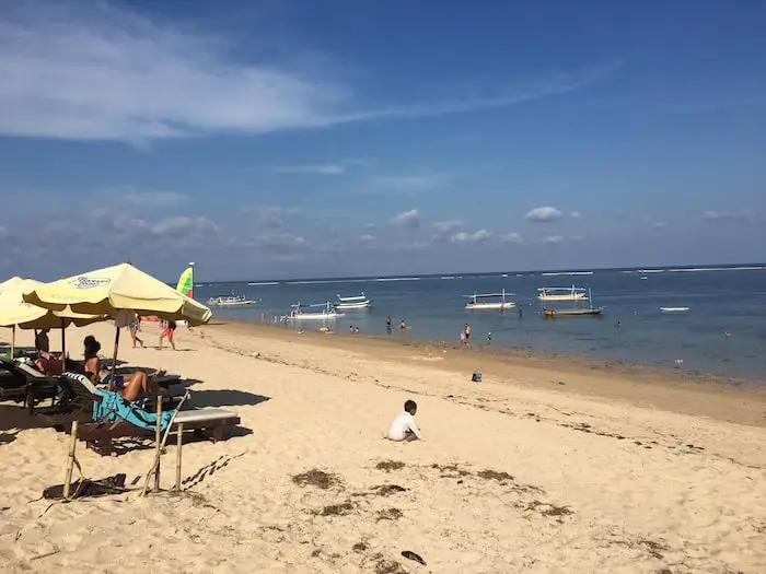 sun loungers for rent at this nusa dua beach