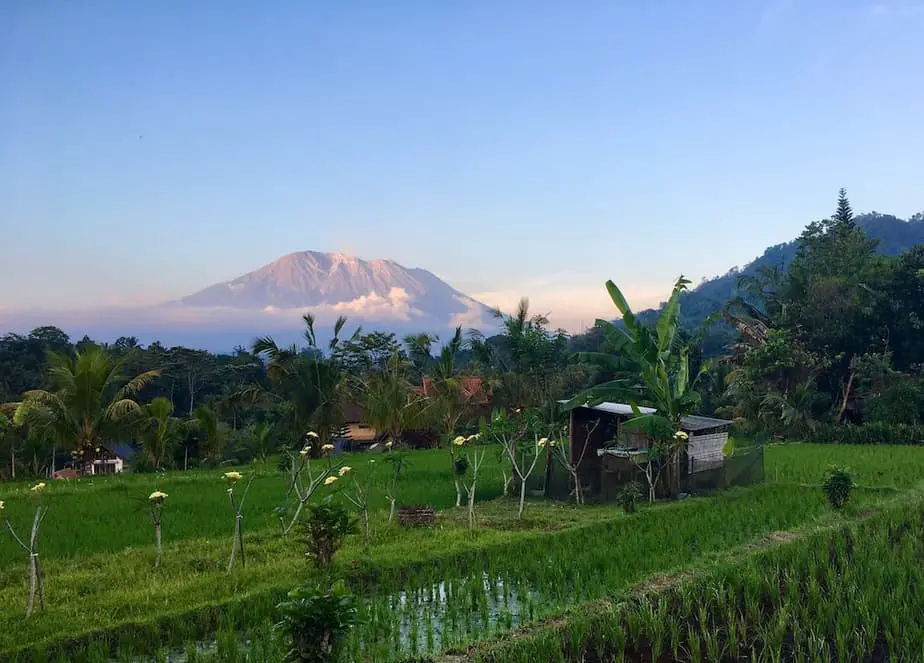 view on Gunung Agung from Sidemen in Bali