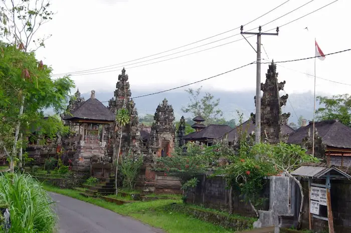 the village temple on one of the roads in Bali