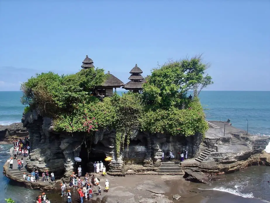 View on the Tanah Lot temple by the sea  