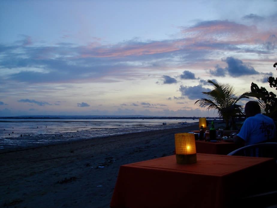 dinner on Sanur Beach during sunset