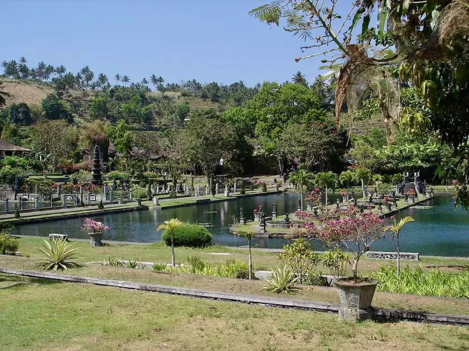 statues and fountains at the Tirtagangga Water Palace