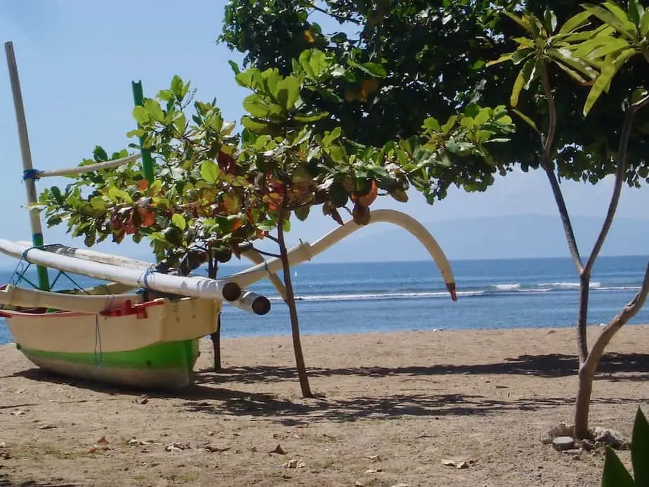 jukung fisherman boat on sanur beach