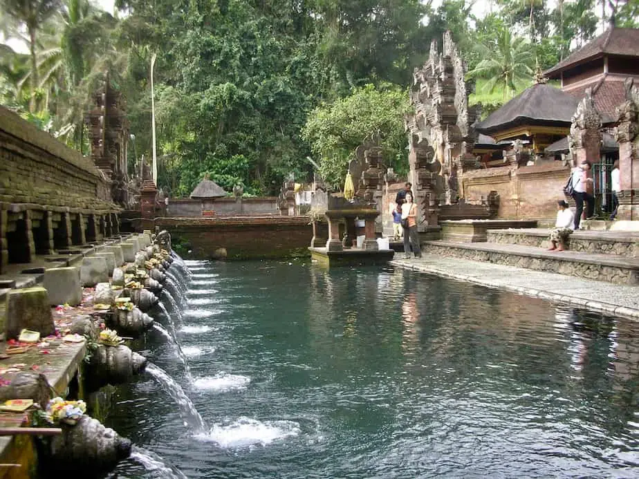 water flowing at the Tirta Empul temple in Tampaksiring