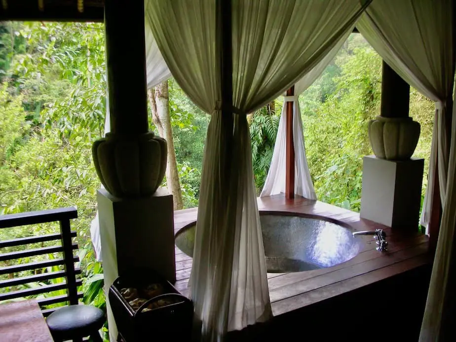 semi-outdoor bath at a Balinese spa