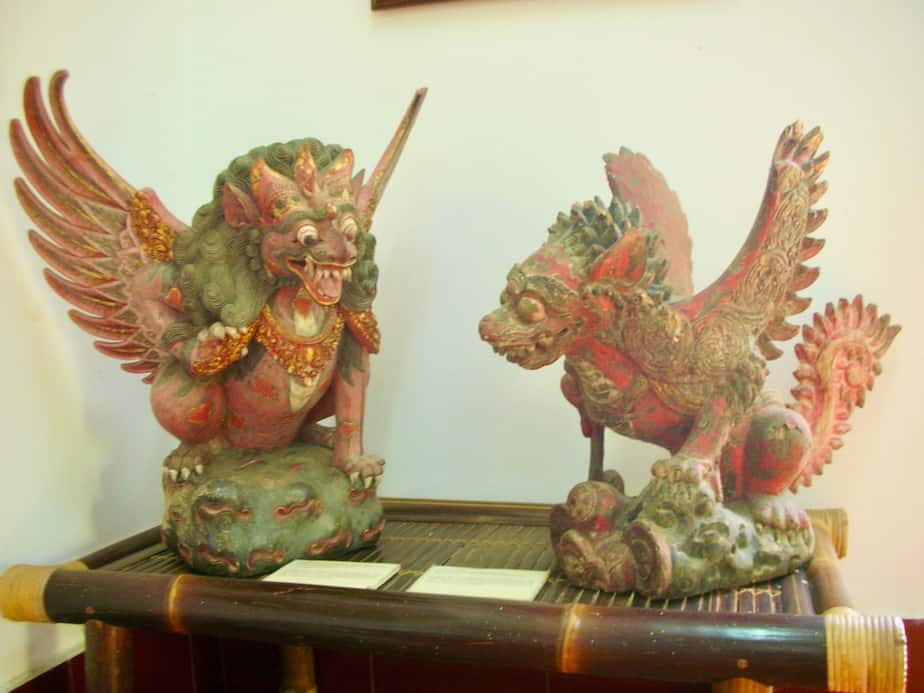 wooden statues at the Neka Museum in Ubud