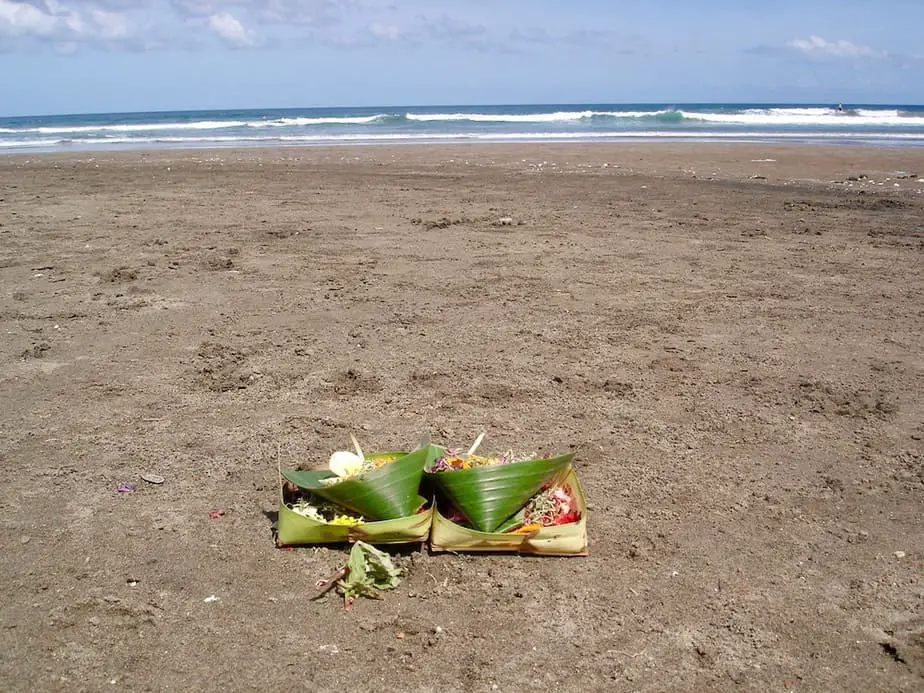 A Balinese offering on Seminyak Beach
