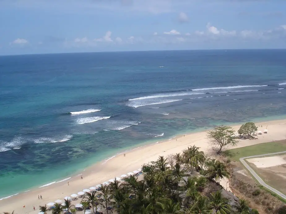 Nusa Dua Beach from the tower at the Nikko Bali Resort