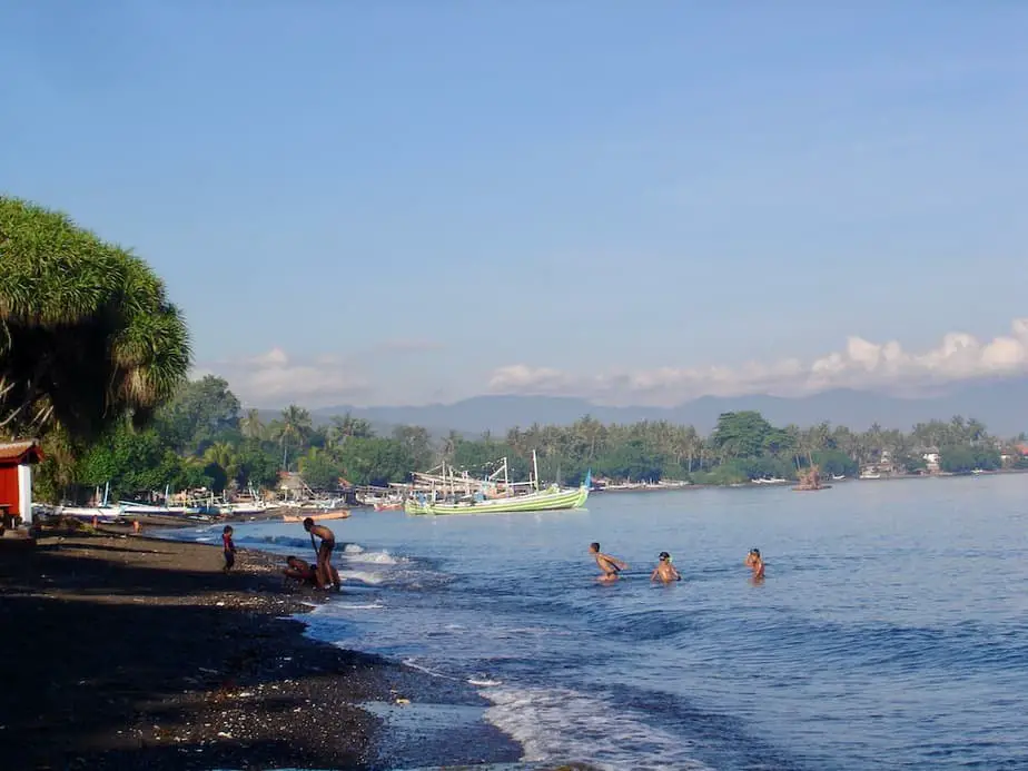 Balinese kids playing on Lovina Beach in North Bali