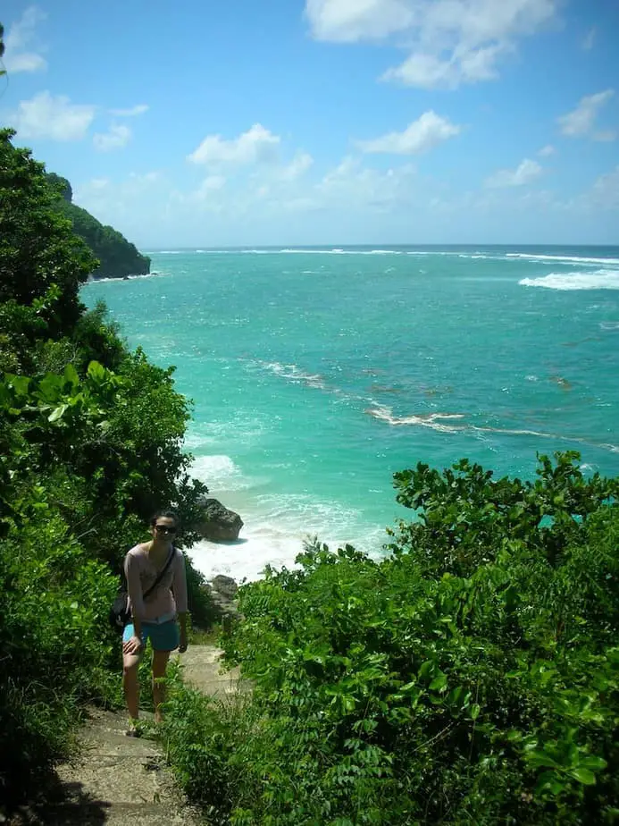 steep stairs to Green Bowl Beach in Bali