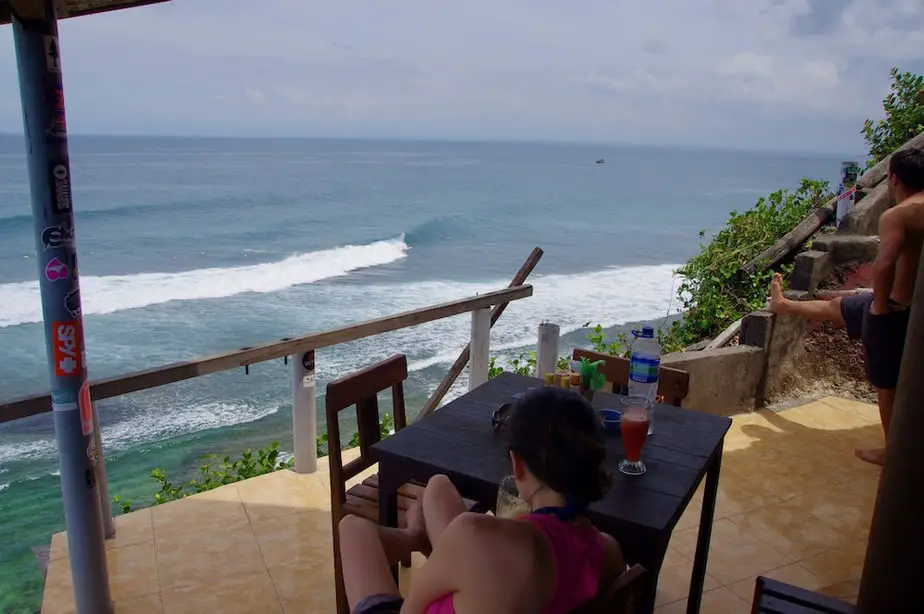 view on the best waves in Bali, Uluwatu Beach