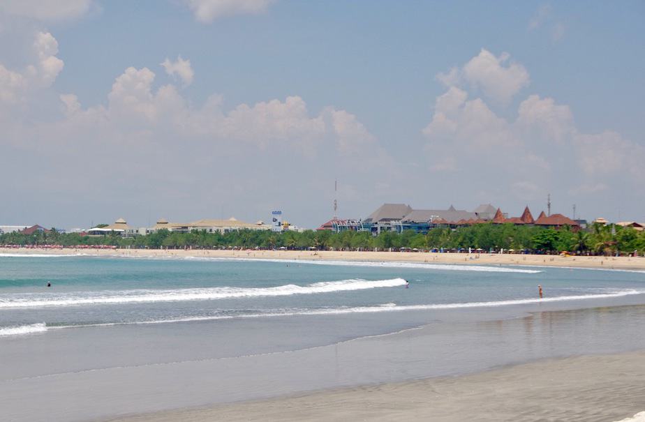 Calm waves at Kuta Beach in Bali