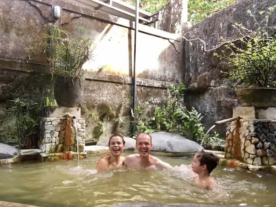 enjoying at the private hot springs at Penatahan near Batukaru