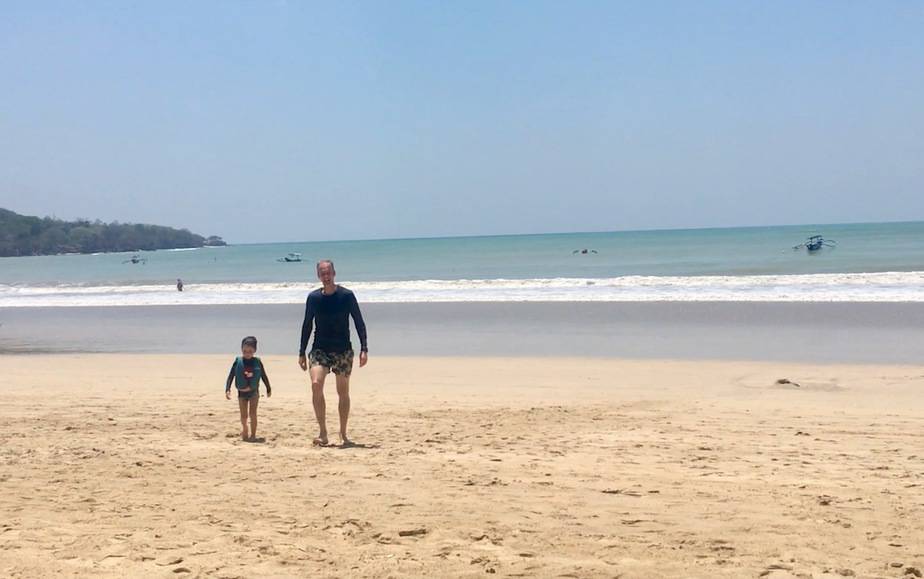 Getting out of the water at Jimbaran Bay Bali