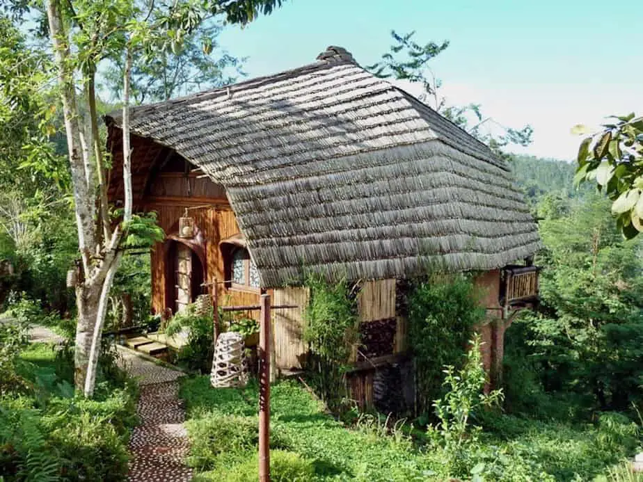 entrance to the lodge at the Bali Eco Village in Belok