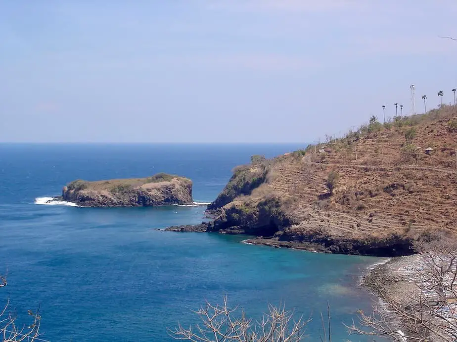 dry coastal road from Amed Beach to Seraya village