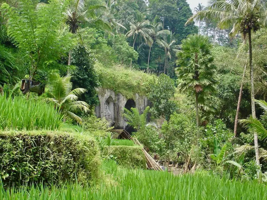 view of the royal tombs at the gunung kawi temple in Tampaksiring