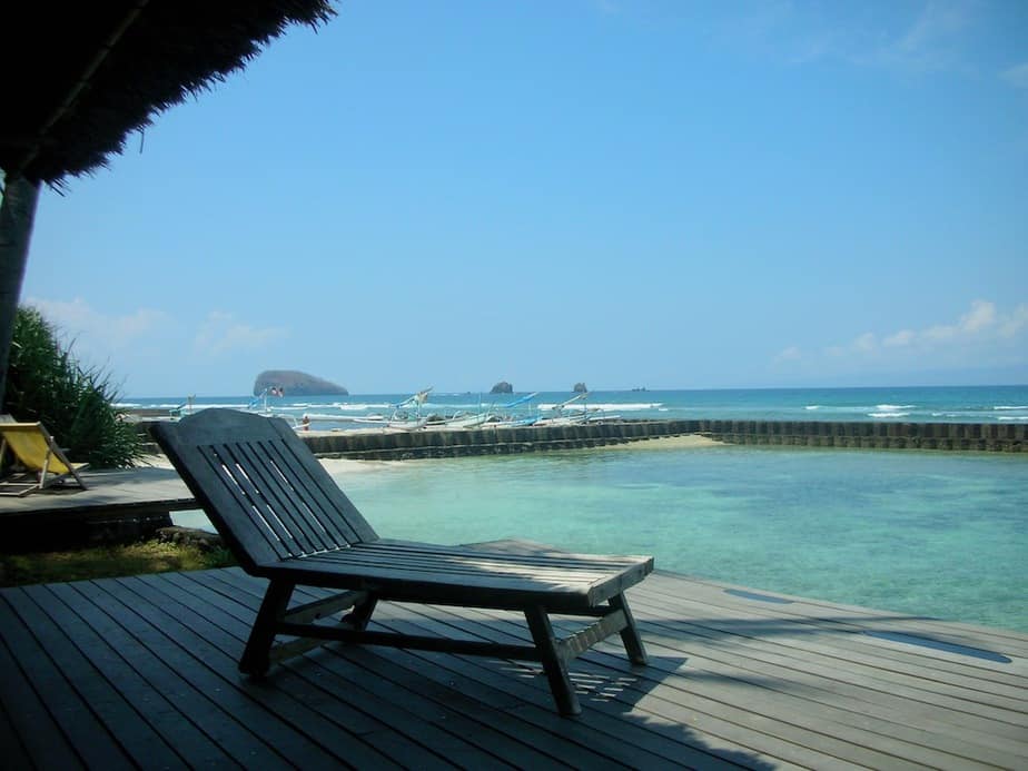 view on Candidasa Beach from Idas homestay