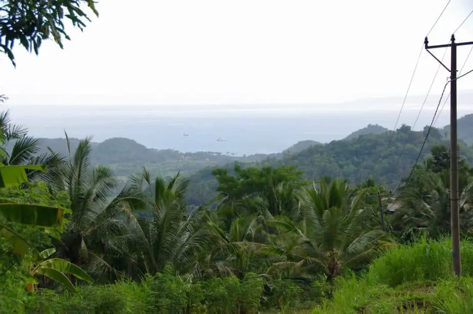 view from the mountains on candidasa in east bali