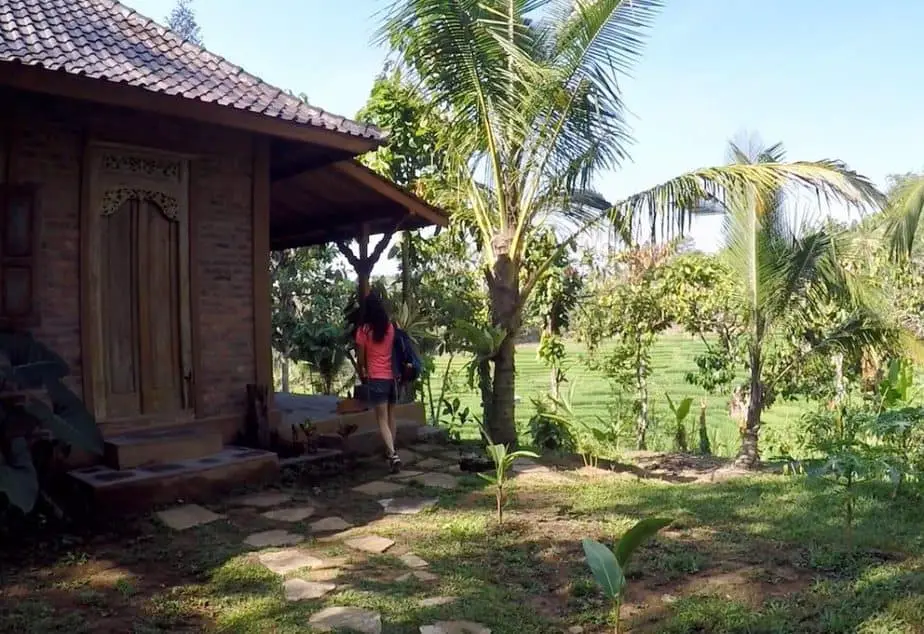 entrance to the bungalow at the Sari Devi Ecolodge in Wongayagede, Bali